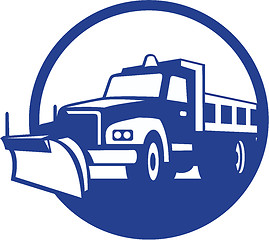 Image showing Snow Plow Truck Circle Retro