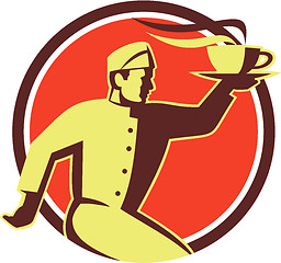 Image showing Waiter Serving Coffee Cup Retro