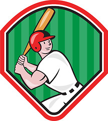 Image showing American Baseball Player Bat Diamond Cartoon