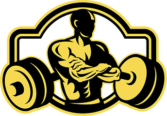 Image showing Weightlifter Arms Crossed Barbell Retro