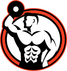 Image showing Bodybuilder Lifting Dumbbell Retro