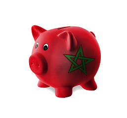Image showing Ceramic piggy bank with painting of national flag 