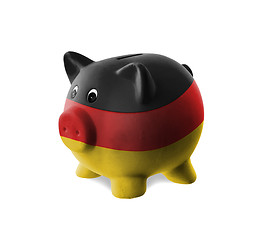 Image showing Ceramic piggy bank with painting of national flag 