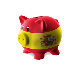 Image showing Ceramic piggy bank with painting of national flag 