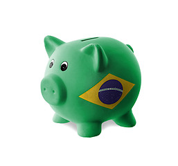 Image showing Ceramic piggy bank with painting of national flag 