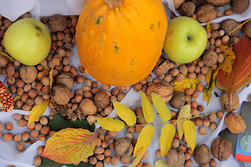 Image showing Fall arrangement with fruits and vegetables