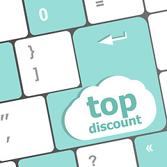 Image showing top discount concept sign on computer key