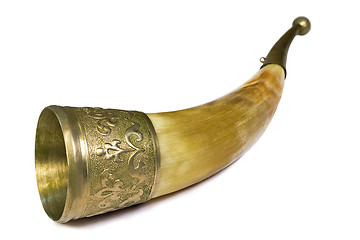 Image showing Cup for wine, made from animal horns, on a white background.