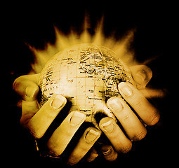 Image showing Globe in a girl's hands