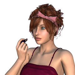 Image showing Applying Lipstick