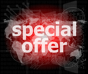 Image showing special offer text on digital screen