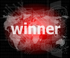 Image showing winner, green digital background, global internet concept