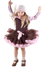Image showing Little girl in studio jumping