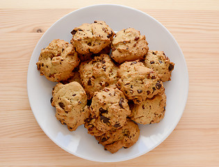 Image showing Plate of pecan and chocolate chip cookies