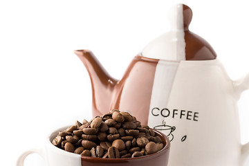 Image showing Cup of roasted brown coffee beans