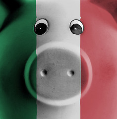 Image showing Ceramic piggy bank with painting of national flag 