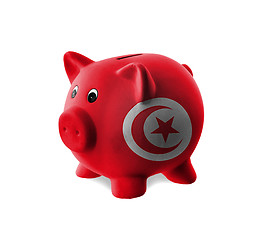 Image showing Ceramic piggy bank with painting of national flag 