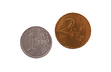 Image showing Euro currency, chocolate coins