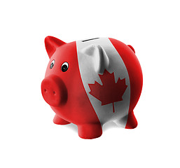 Image showing Ceramic piggy bank with painting of national flag 