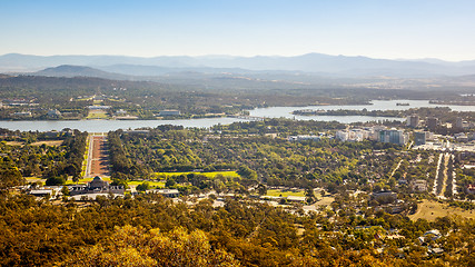 Image showing Aerial view over Canberra