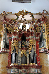 Image showing Beautiful golden pipe organ