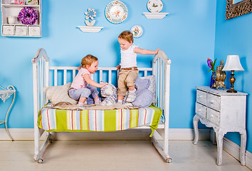 Image showing Children on the bed