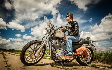 Image showing Biker on the road