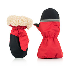 Image showing Children's autumn-winter mittens