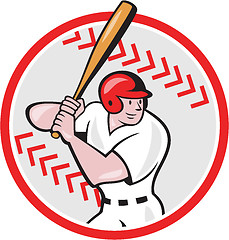 Image showing Baseball Player Batting Ball Cartoon