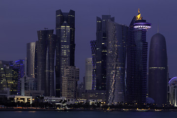 Image showing Doha skyscrapers at dusk