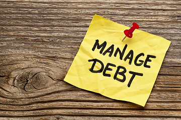 Image showing manage debt reminder note