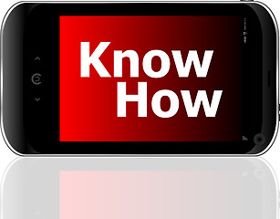 Image showing smart phone with know how word