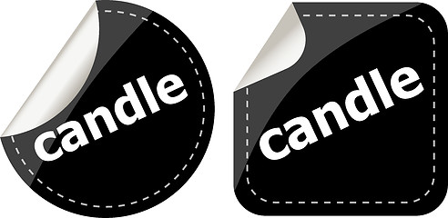 Image showing candle word stickers set, web icon button