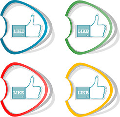 Image showing Paper thumb up like hand symbol. set of design elements