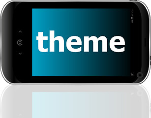 Image showing theme word on smart mobile phone, business concept