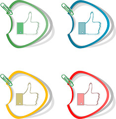 Image showing Paper thumb up like hand symbol. set of design elements