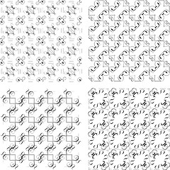 Image showing Set of monochrome geometric seamless patterns