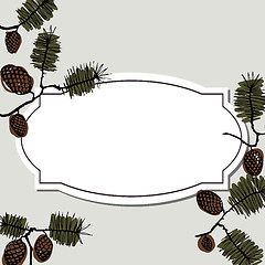 Image showing frame for text with fir cone and twig