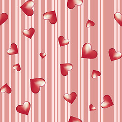 Image showing Hearts on a striped background