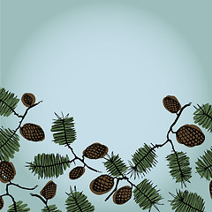 Image showing Background frame for text with fir cones and twig