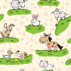 Image showing farm animals on grass