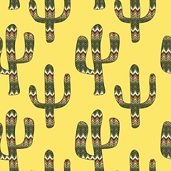 Image showing pattern with cactuses on a yellow background