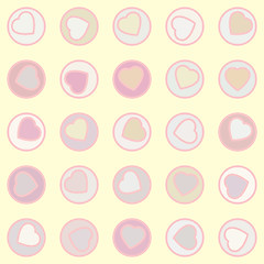 Image showing hearts in circles on a yellow background
