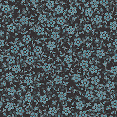Image showing Seamless flower texture with a dark blue flowers