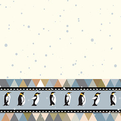 Image showing Postcard for text with penguins and a triangle