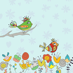 Image showing background with flower and bird