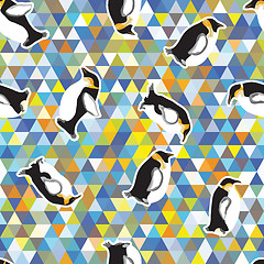 Image showing texture with penguins and a triangular design