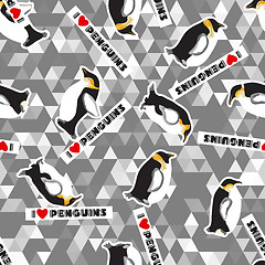 Image showing penguins, hearts and a triangular design