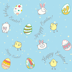 Image showing Easter decorative eggs, chickens, rabbits