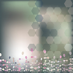 Image showing background from hexagons, plants, blur